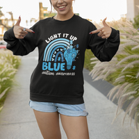 Autism Awareness Sweatshirt Light It Up Blue Rainbow Puzzle Piece - Wonder Print Shop