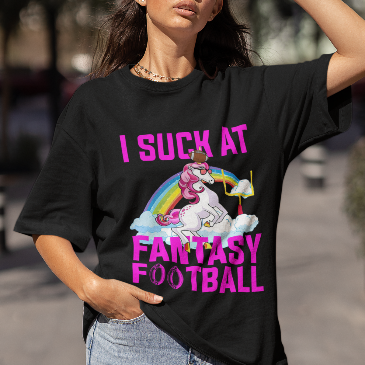 Rugby Unicorn T Shirt I Suck At Fantasy Football Funny Loser - Wonder Print Shop