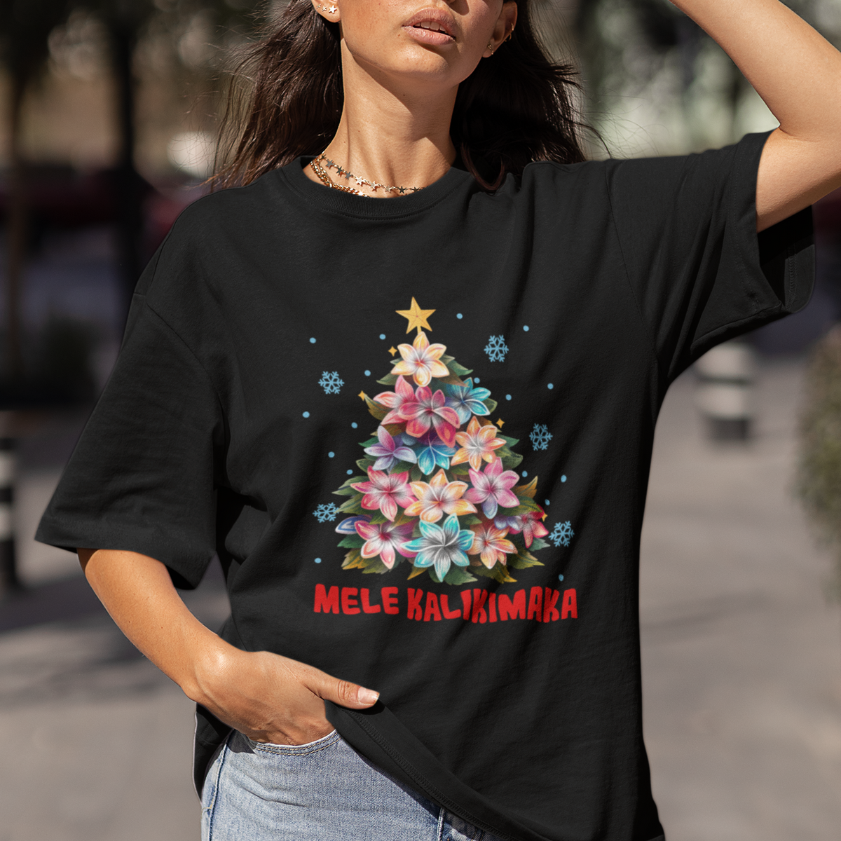 Tropical Hawaiian Plumeria Christmas Tree Mele Kalikimaka T Shirt - Wonder Print Shop