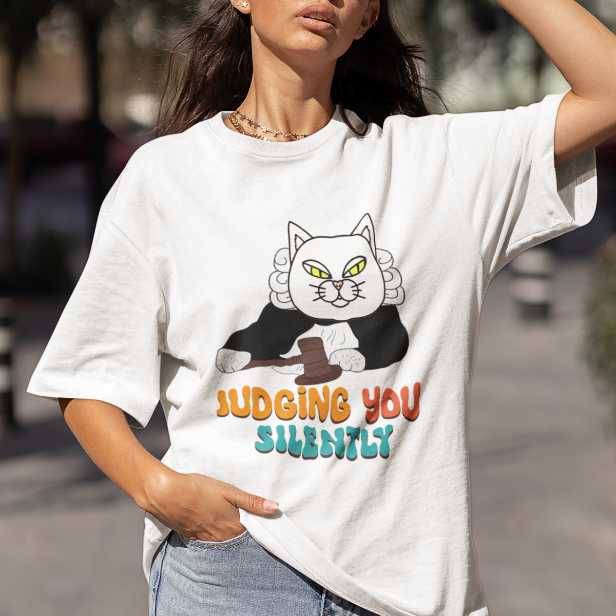 Judge Cat Judging You Silently Funny Sarcastic T Shirt - Wonder Print Shop
