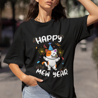 Happy Mew Year Funny Cat New Years Eve Party Firework T Shirt - Wonder Print Shop