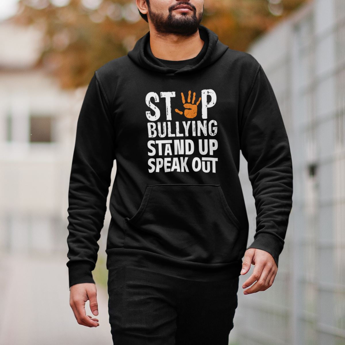 Anti Bullying Hoodie Stop Bullying Orange Stand Up Speak Out - Wonder Print Shop