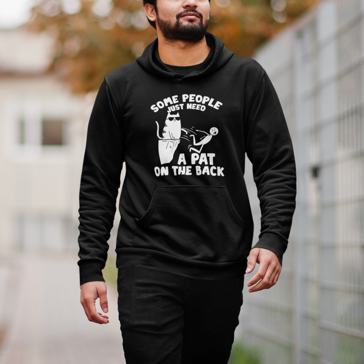 Some People Just Need A Pat On The Back Sarcastic Cat Lover Hoodie - Wonder Print Shop