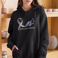Pretty White Ribbon Butterfly Lung Cancer Awareness Hoodie - Wonder Print Shop