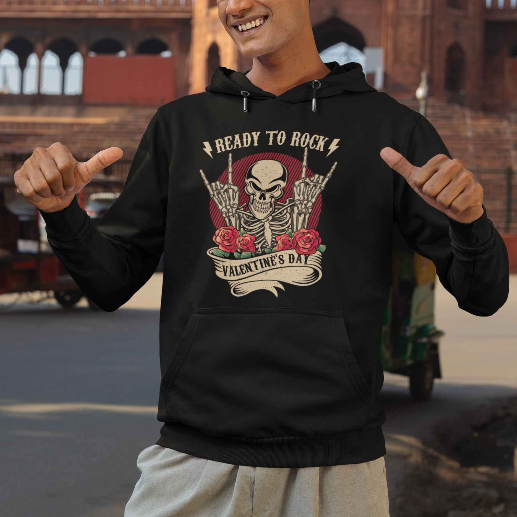 Skeleton Ready To Rock Valentine's Day Hoodie - Wonder Print Shop