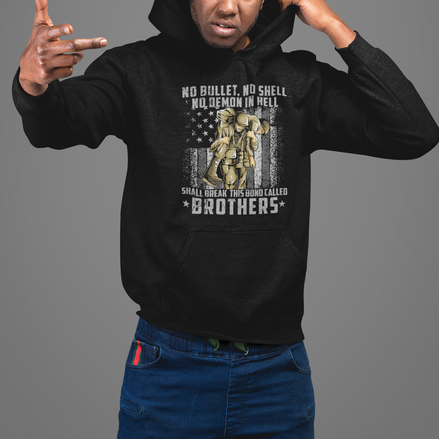 American Veteran Hoodie No Bullet No Shell No Demon This Bond Called Brothers Brotherhood - Wonder Print Shop