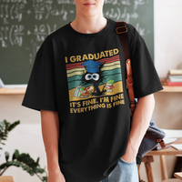 Last Day Of School T Shirt Black Cat It's Fine I'm Fine Everything - Wonder Print Shop