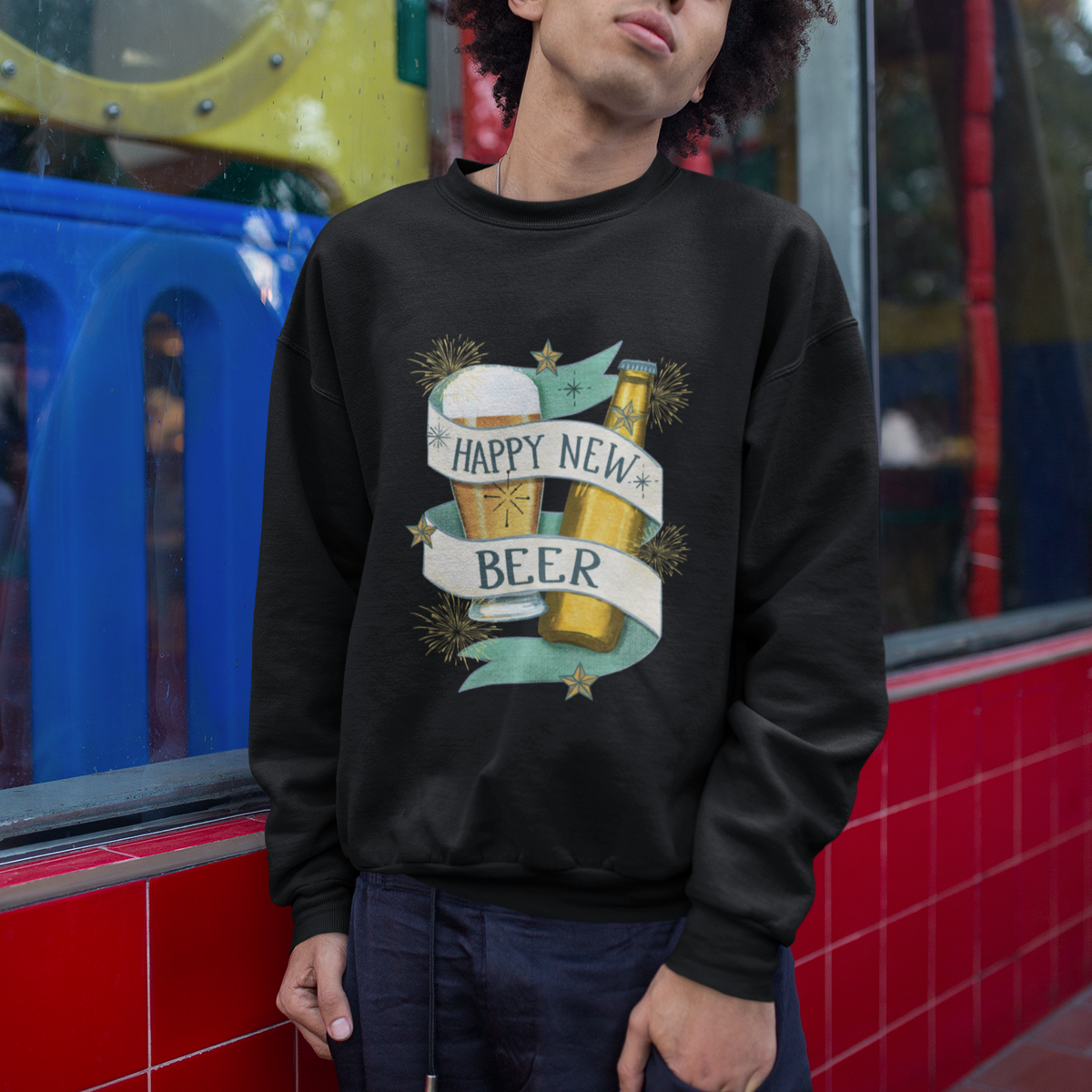 Happy New Beers Funny New Year Eve NYE Party Beer Lover Sweatshirt - Wonder Print Shop