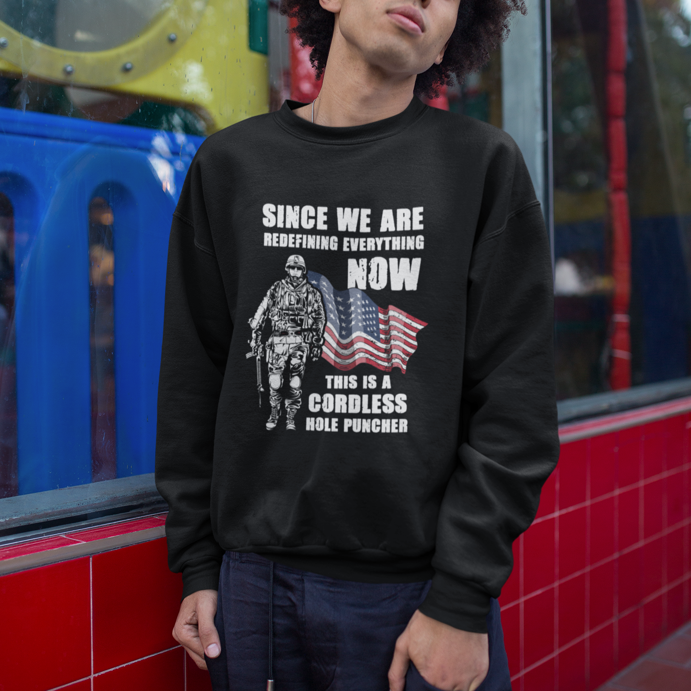 American Patriot Sweatshirt This Is A Cordless Hole Puncher US Flag Rifle - Wonder Print Shop