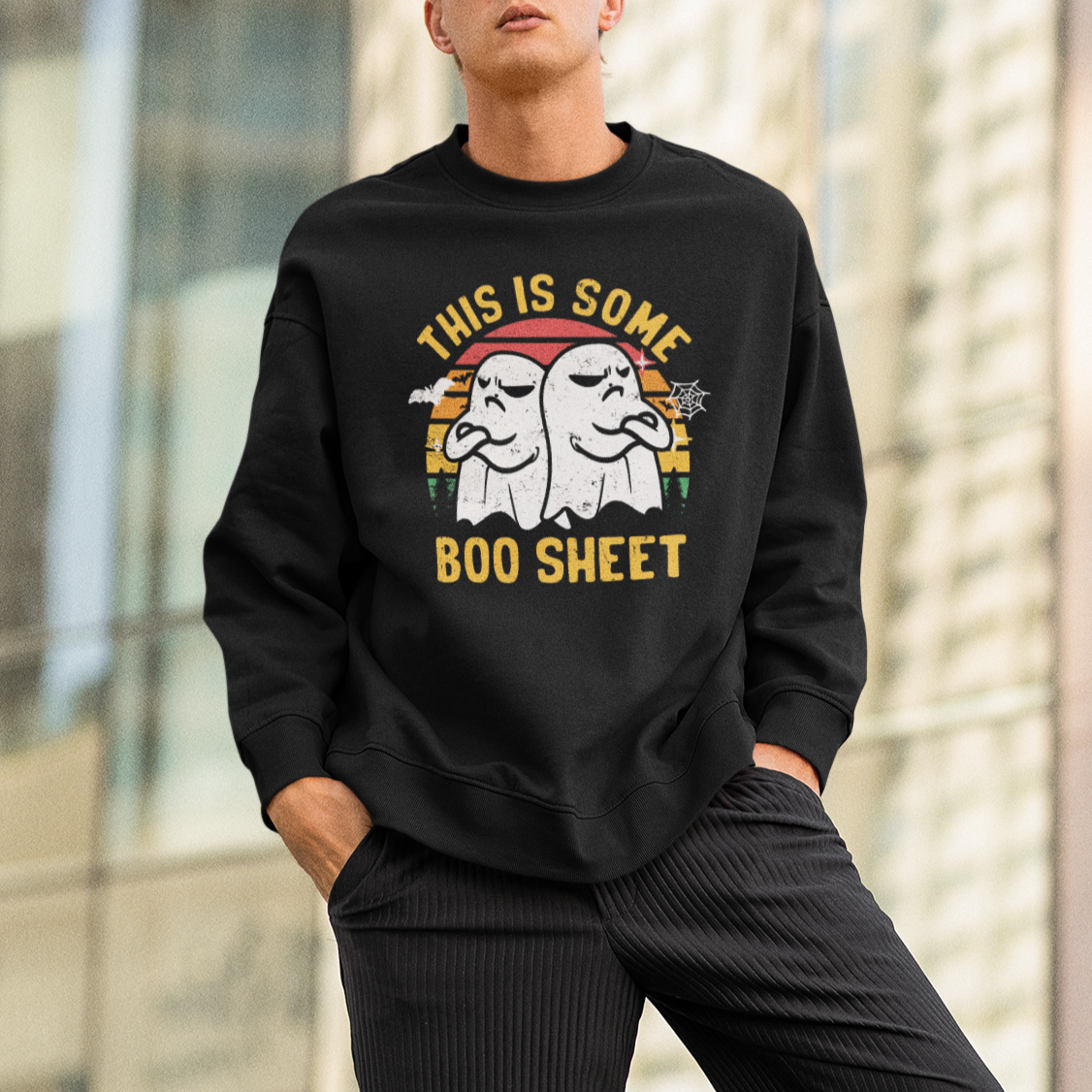 Funny Boo Sheet Sweatshirt Funny Halloween Boo Ghost Costume This is Double Boo Sheet - Wonder Print Shop