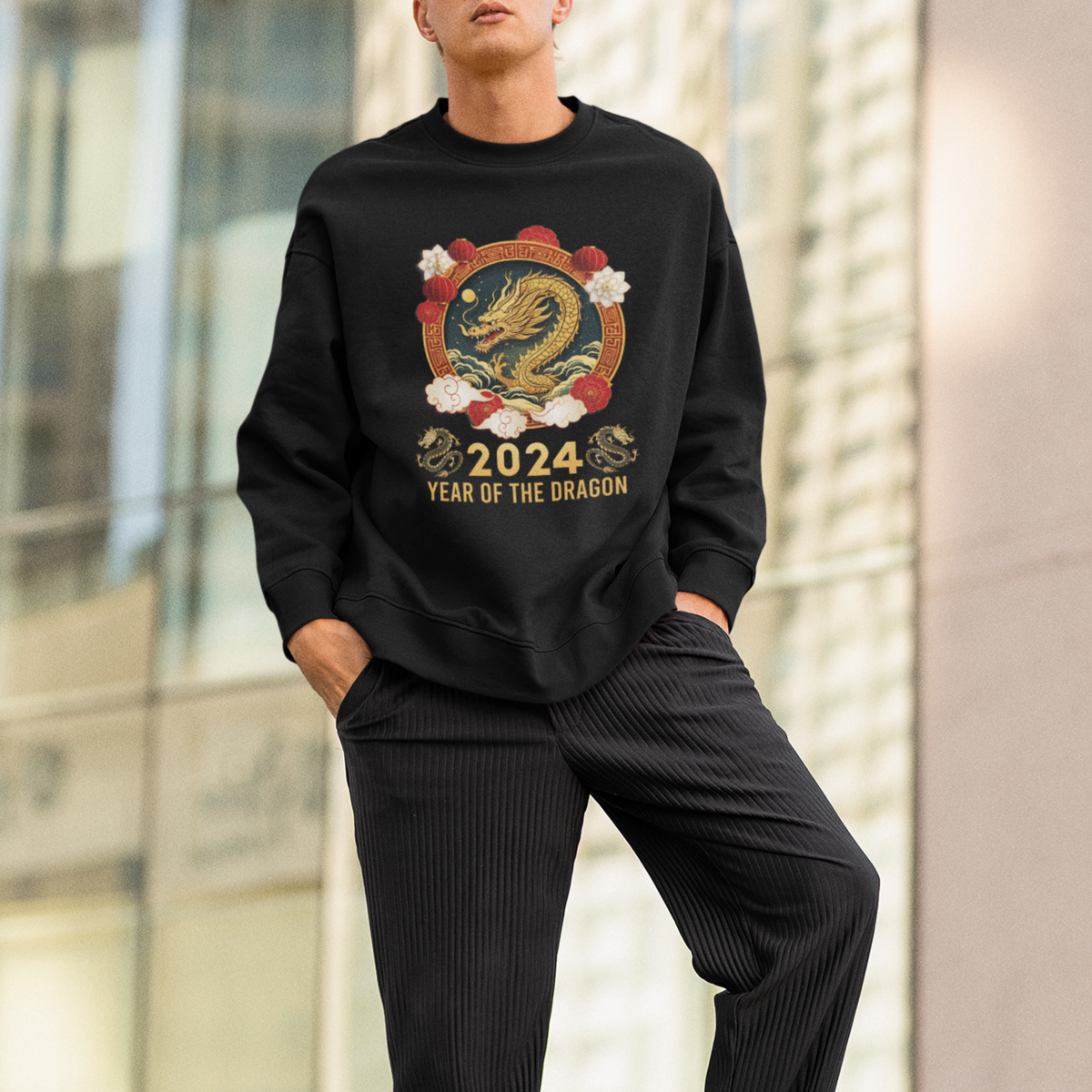 Lunar New Year Chinese Happy 2024 Year of the Dragon Sweatshirt - Wonder Print Shop