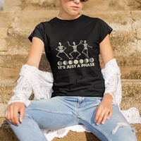 It's Just A Phase Moon Cycle Phases Of The Moon Astronomy Skeleton Dancing T Shirt - Wonder Print Shop