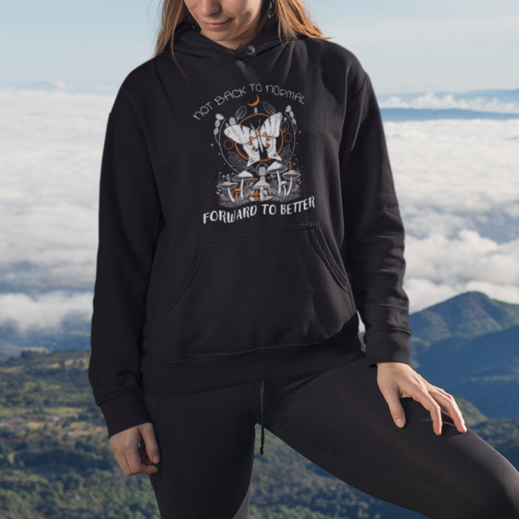 Moth Hoodie Cottagecore Goblincore Aesthetic Celestial Moth Not Back To Normal Foward To Better Midnight Moth Moon Phases Inspirational Shirt for Women, Moth T-shirt, Spirituality Shirt - Wonder Print Shop