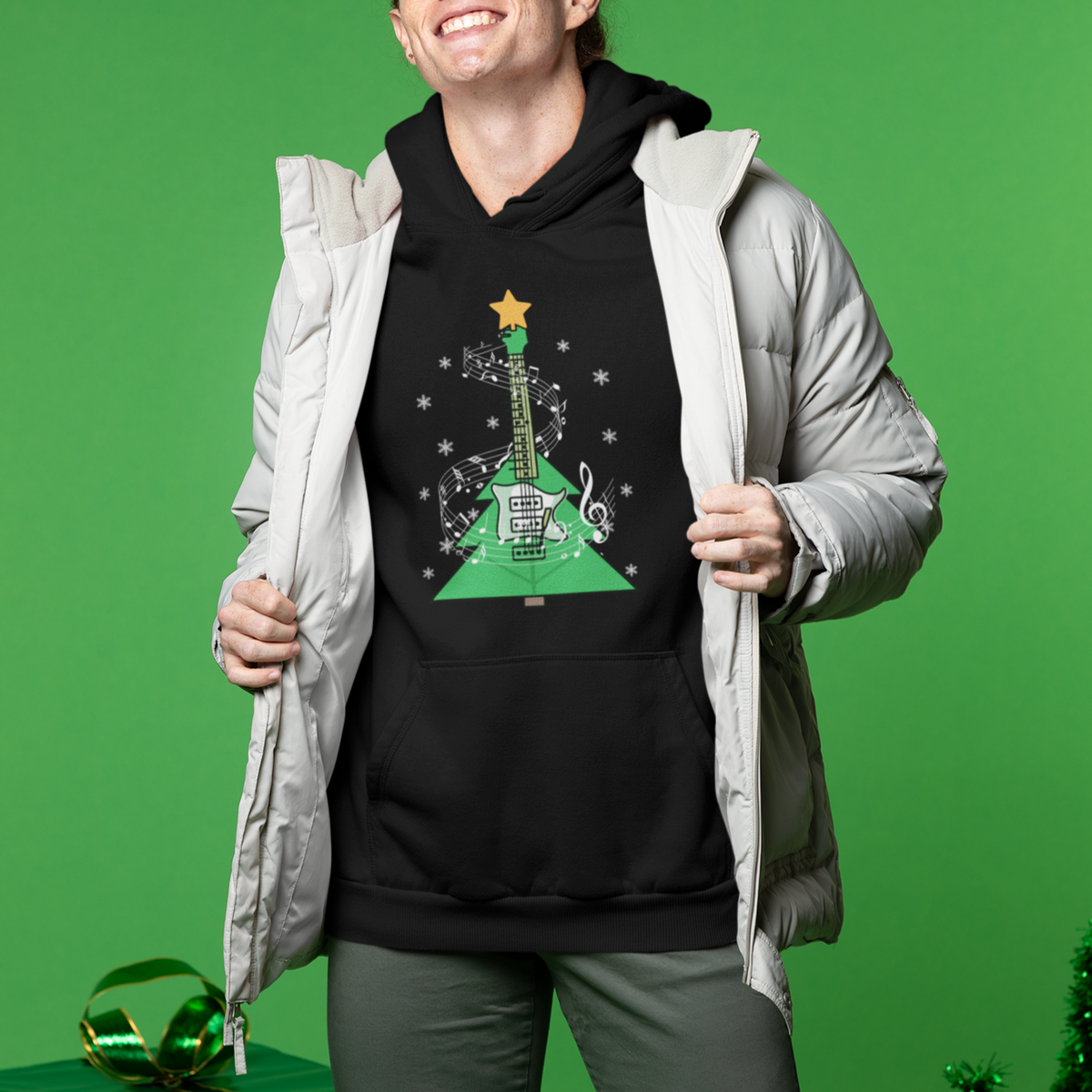 Rockin' Christmas Tree For Guitarist Music Lover Hoodie - Wonder Print Shop