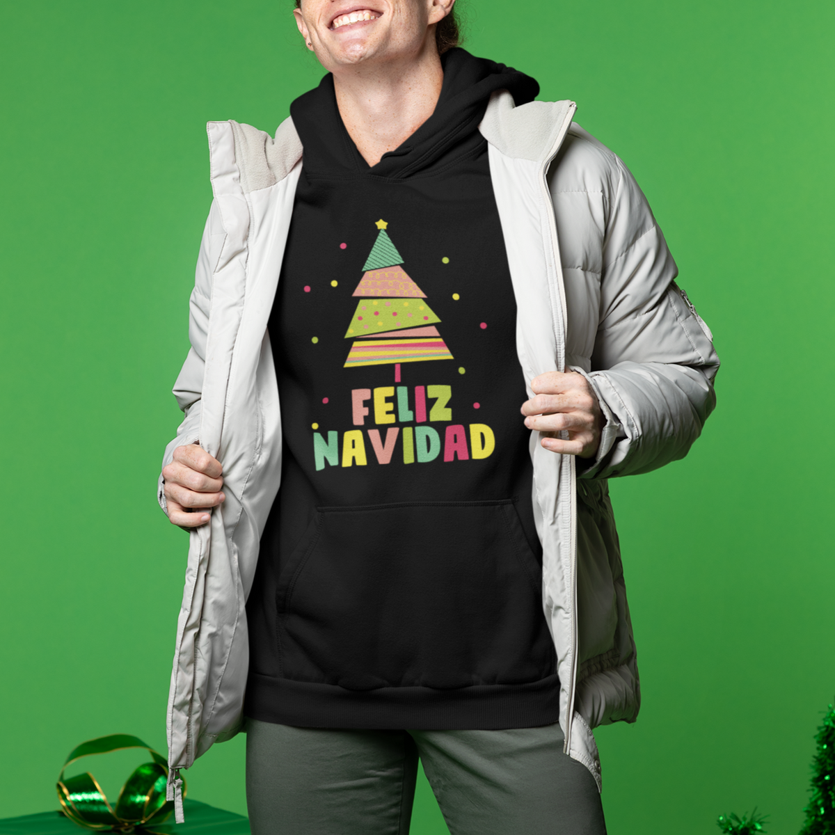 Feliz Navidad Colorful Xmas Tree Spanish Christmas Hoodie - Wonder Print Shop