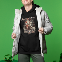 Christmas Hoodie Santa's Little Rebel Rinding Motorcycle Vintage Xmas - Wonder Print Shop