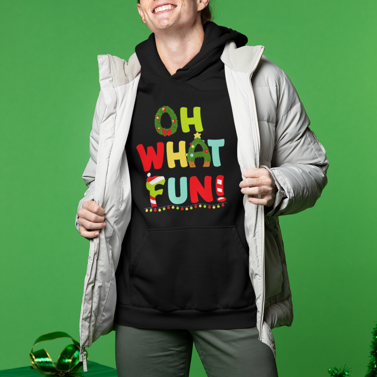 Oh What Fun Christmas Tree Candy Cane Hoodie - Wonder Print Shop