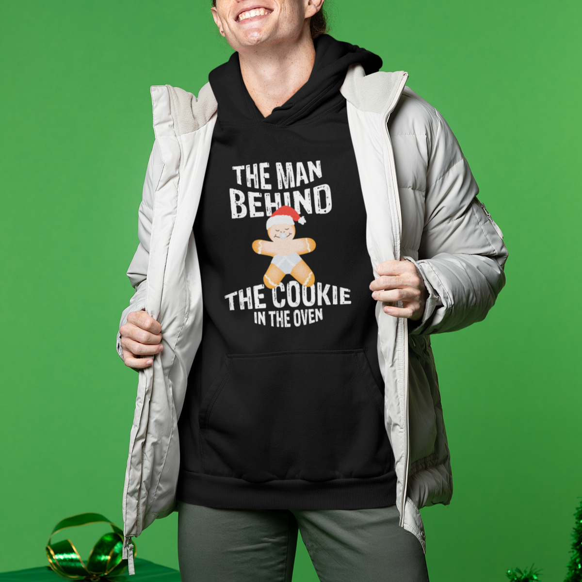 Christmas Pregnancy The Man Behind The Cookie In The Oven Gingerbread Baby Hoodie - Wonder Print Shop