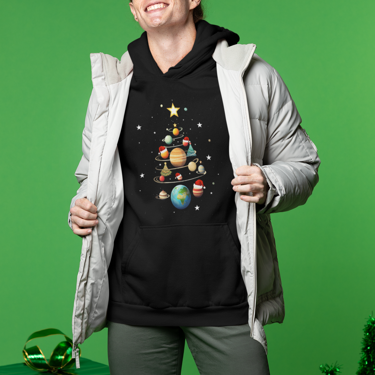 Funny Solar System Space Planets Tree Christmas Hoodie - Wonder Print Shop