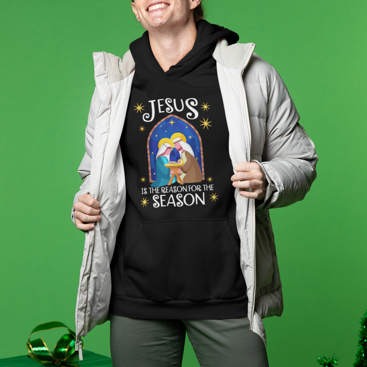 Jesus Is The Reason For The Season Christmas Nativity Hoodie - Wonder Print Shop