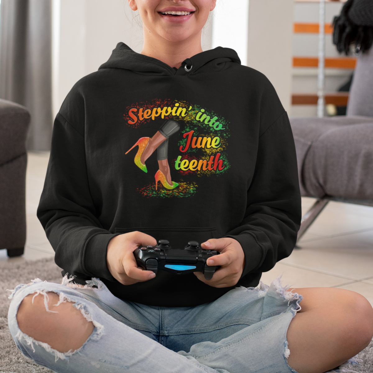 Juneteenth Hoodie Stepping Into Juneteenth African American Black History - Wonder Print Shop