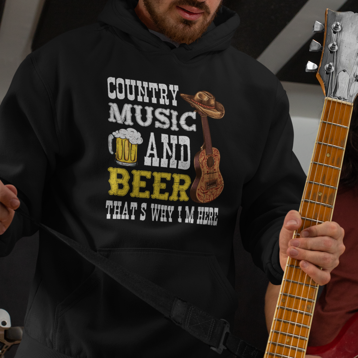 Beer Lover Hoodie Country Music And Beer That's Why I'm Here Western Drinking - Wonder Print Shop