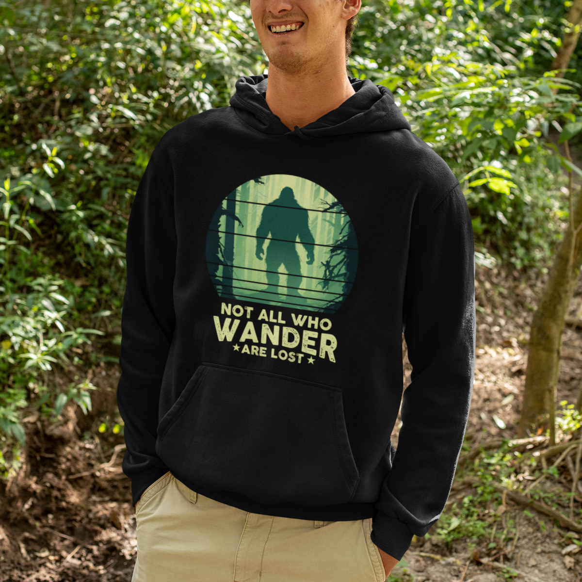 Bigfoot Hoodie Not All Who Wander Are Lost Sasquatch - Wonder Print Shop