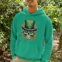 St. Patrick's Day Hoodie Irish Sugar Skull Lucky Hat Shamrocks - Wonder Print Shop
