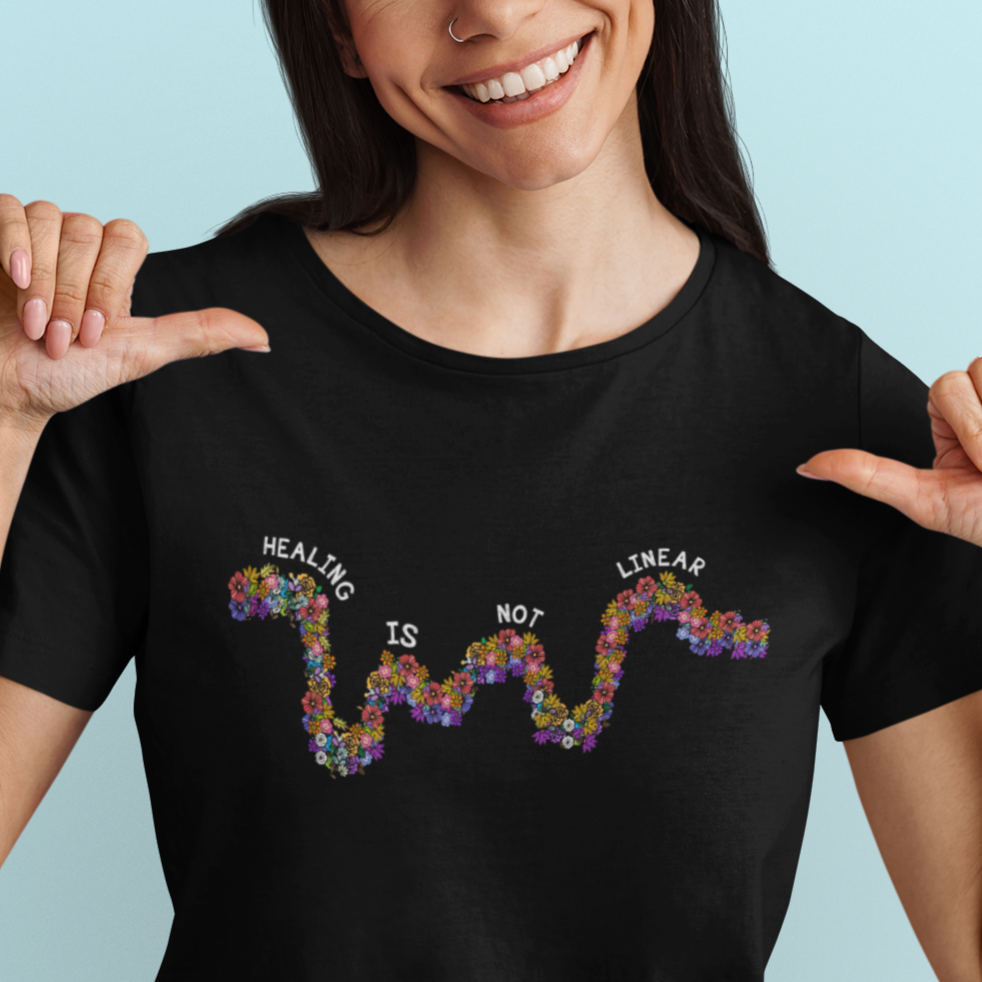 Mental Health Matters T Shirt Healing Is Not Linear Mental Health Awareness Flowers Linear - Wonder Print Shop