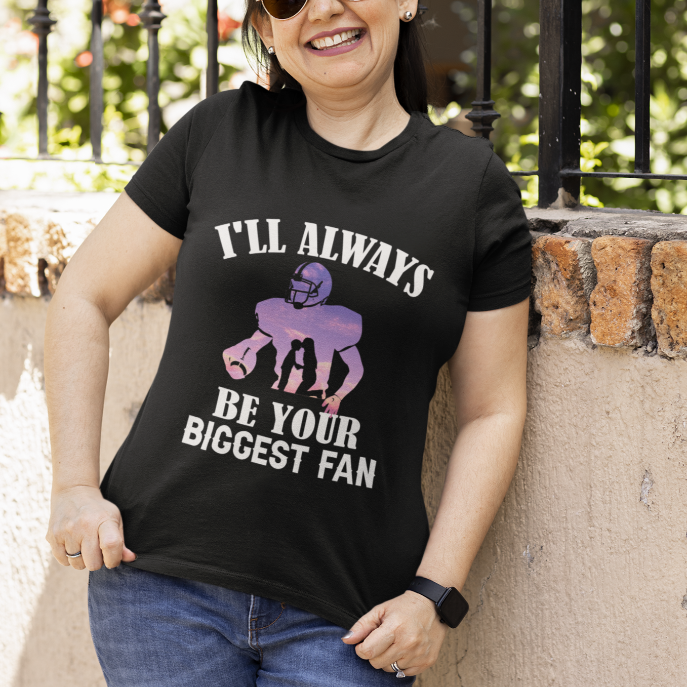Football Mom T Shirt For Women I'll Always Be Your Biggest Fan Support Son Football Player - Wonder Print Shop