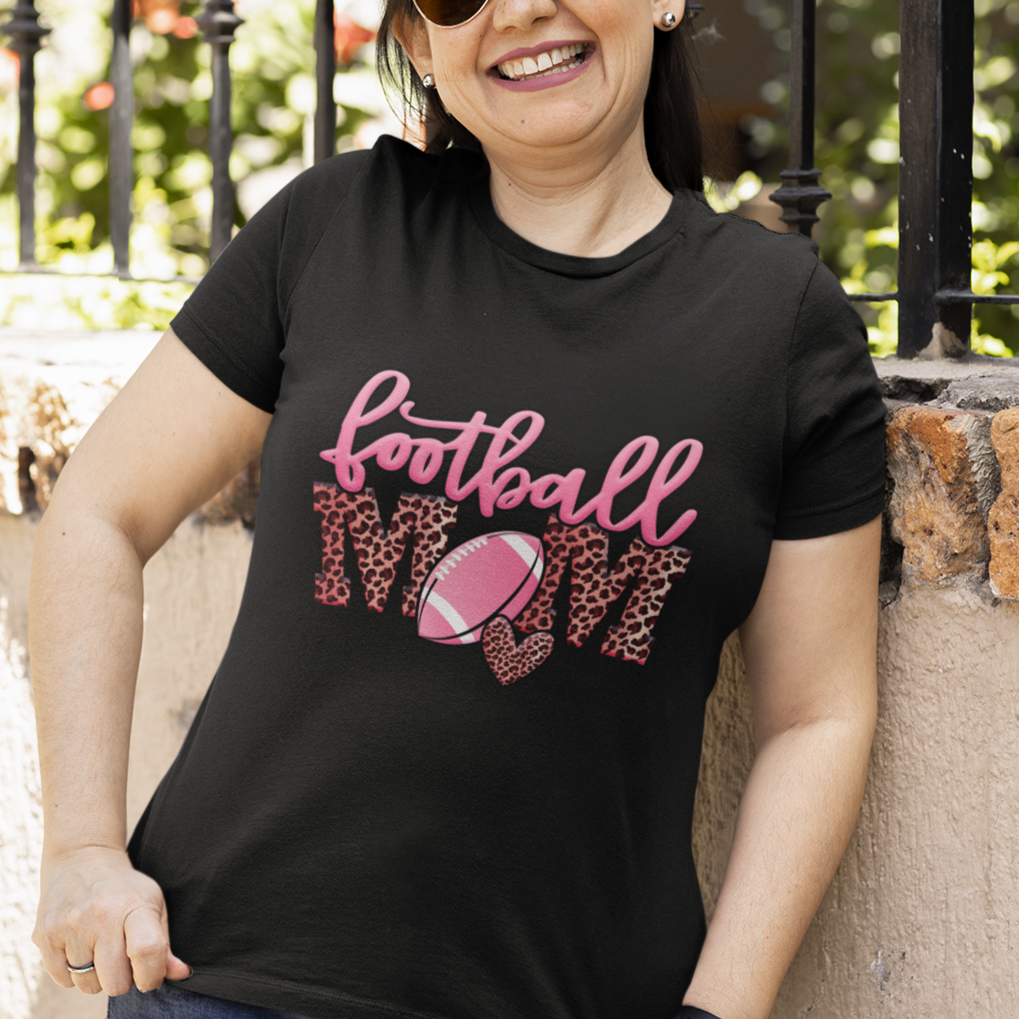 Football Mom T Shirt For Women Leopard Women Game Day Sunday Funday Rugby - Wonder Print Shop