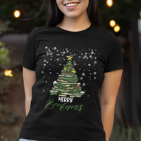 Reading Christmas T Shirt Merry Bookmas Books Pine Xmas Tree Funny - Wonder Print Shop