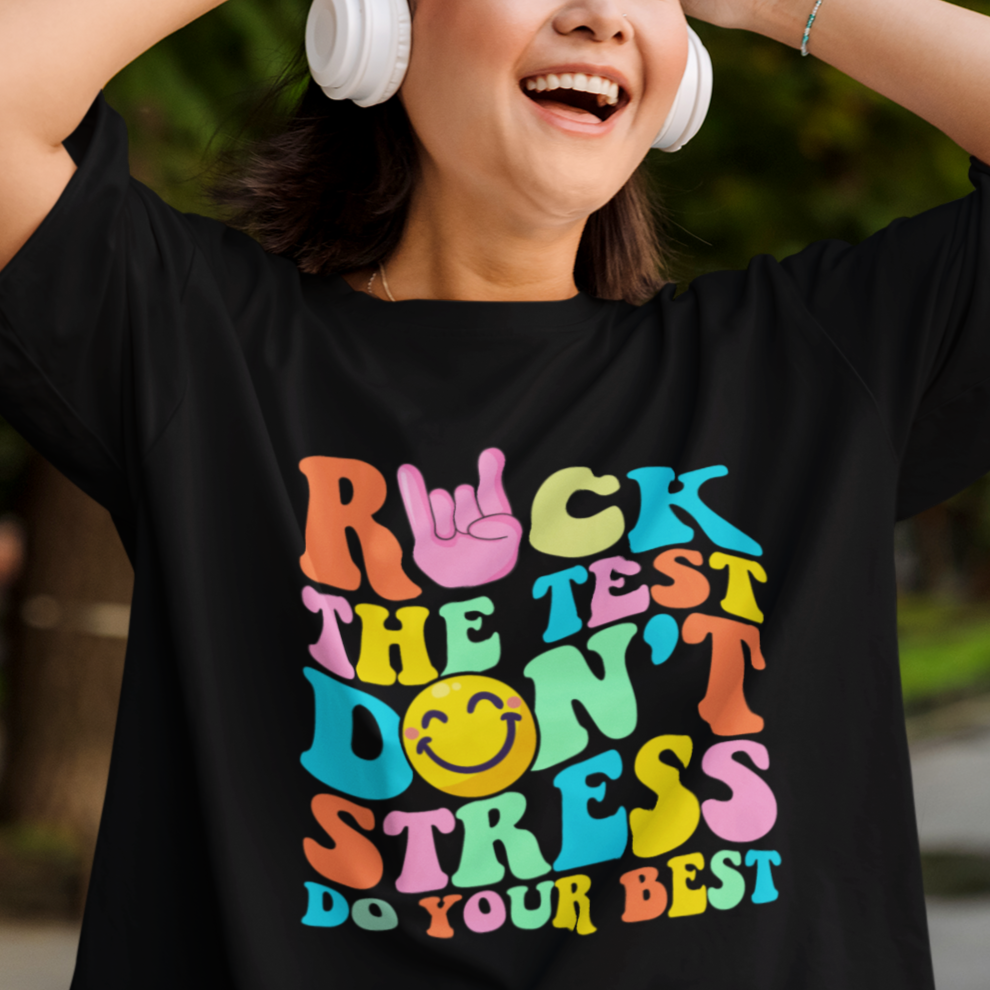 Funny Teacher T Shirt Teachers Rock The Test Don't Stress Just Do Your Best Funny Testing Day - Wonder Print Shop