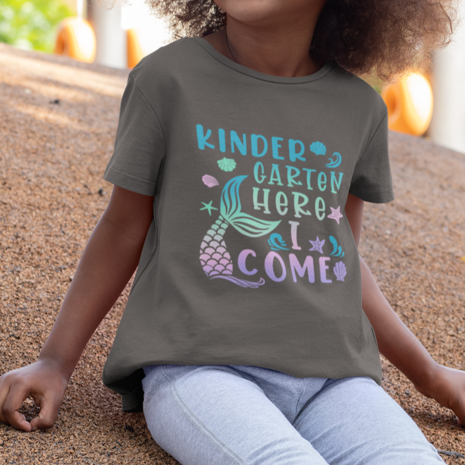 Cute Kindergarten Mermaid T Shirt For Kid Here I Come Kinder Girl - Wonder Print Shop