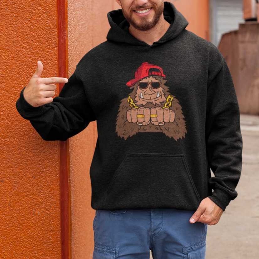 Funny Bigfoot Gangster Hip Hop Rock N Roll Hoodie - Wonder Print Shop