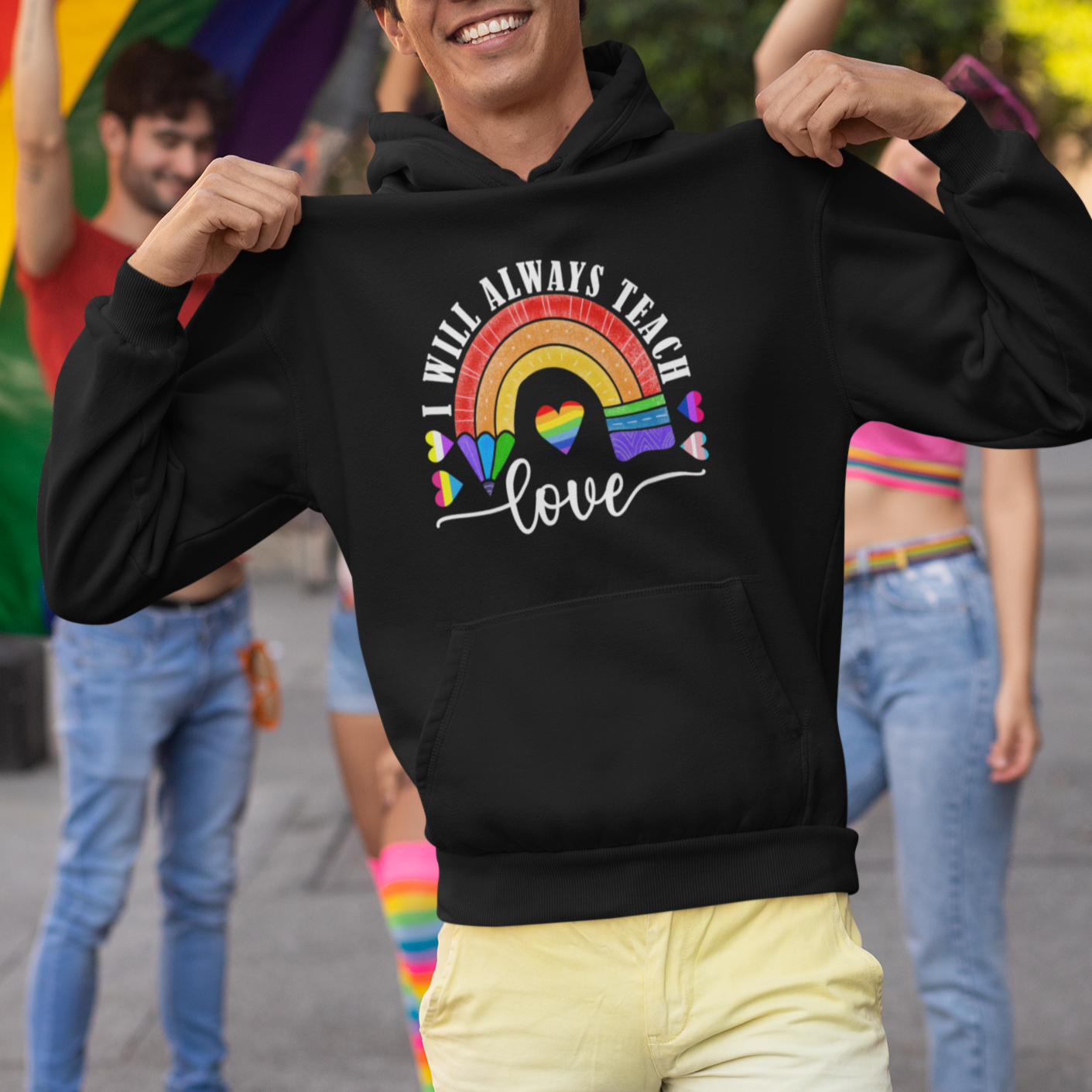 LGBT History Month Hoodie Proudest Teacher Ever Teaching Proud Rainbow - Wonder Print Shop