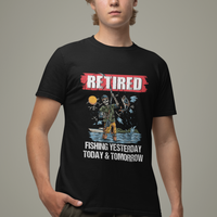 Funny Fishing T Shirt Retired Fishing Yesterday Today and Tomorrow Funny Fishing Skeleton Officially Retirement Funny Fishing Gifts For Men Fisherman Fishing Buddy - Wonder Print Shop