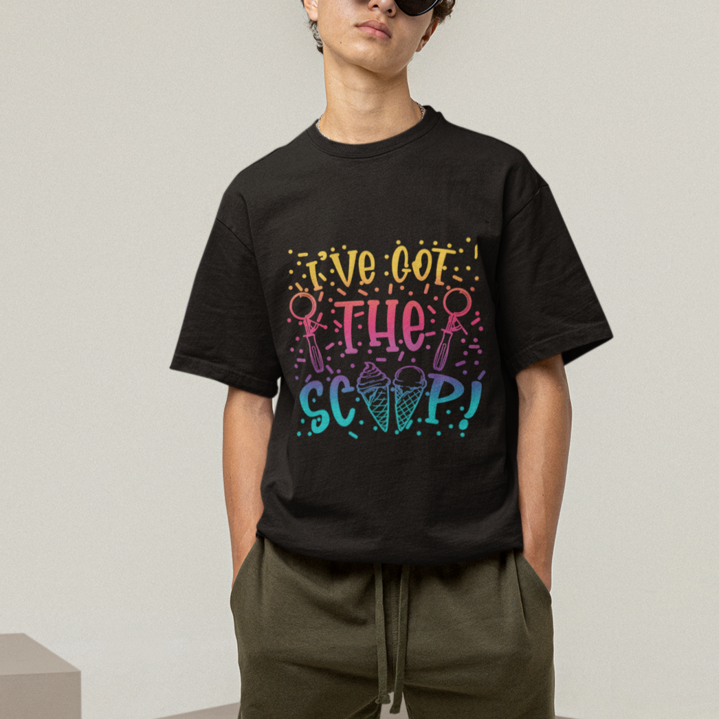 Baby Announcement T Shirt I've Got The Scoop Ice Cream Blue Pink Gender Reveal Baby Shower - Wonder Print Shop