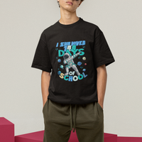 100 Days of School Astronaut T Shirt Outer Space Dabbing I Survived - Wonder Print Shop