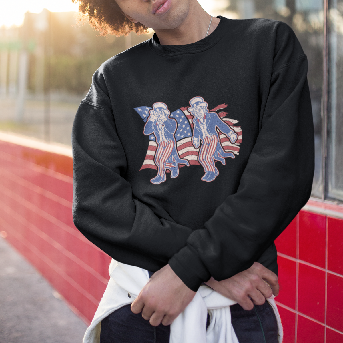 Uncle Sam Sweatshirt Funny Griddy Dance 4th of July Independence Day - Wonder Print Shop