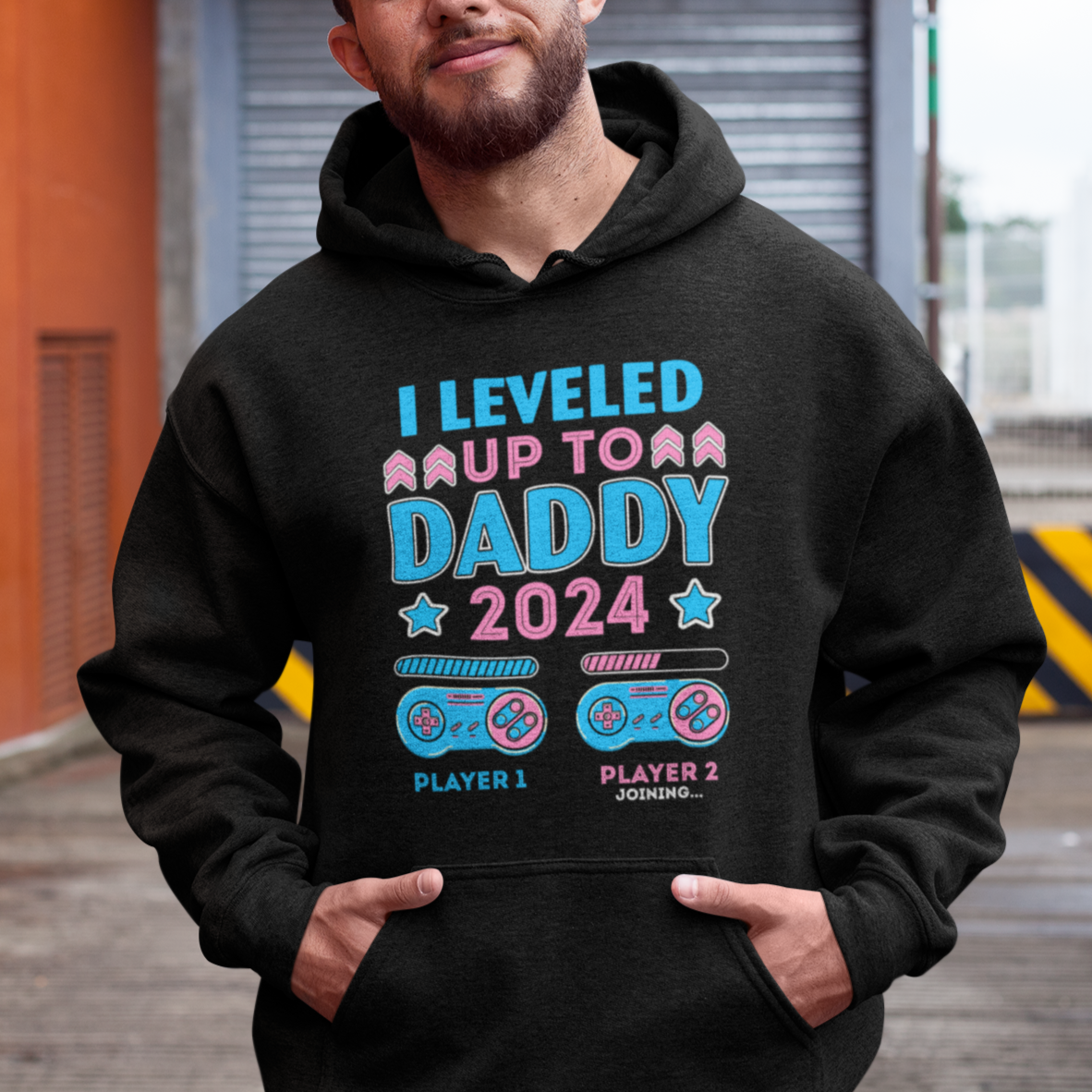I Leveled Up To Daddy 2024 Funny Soon To Be Dad Hoodie - Wonder Print Shop
