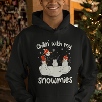 Christmas Hoodie Chillin With My Snowmies Funny Snowman Friendship - Wonder Print Shop