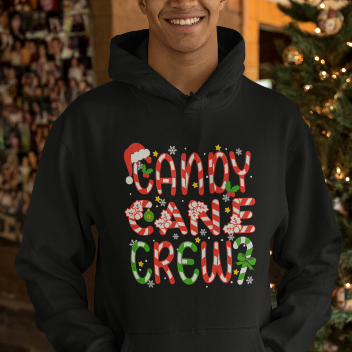 Candy Cane Crew Friend Squad Matching Christmas Hoodie - Wonder Print Shop