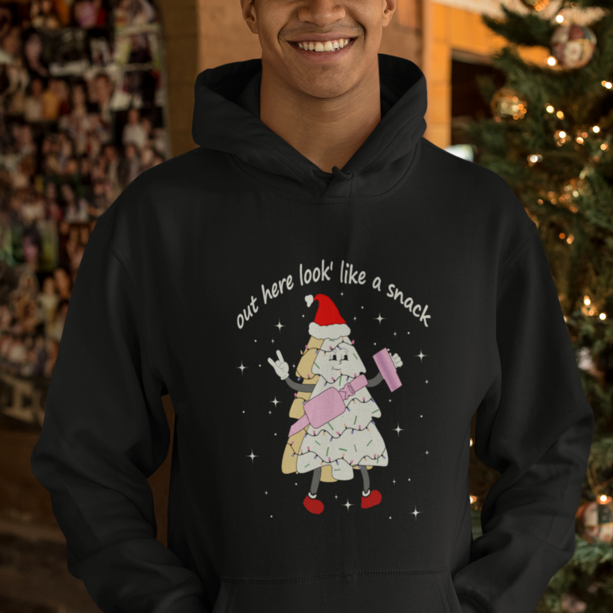 Boujee Christmas Tree Cake Hoodie Out Here Lookin' Like A Snack - Wonder Print Shop