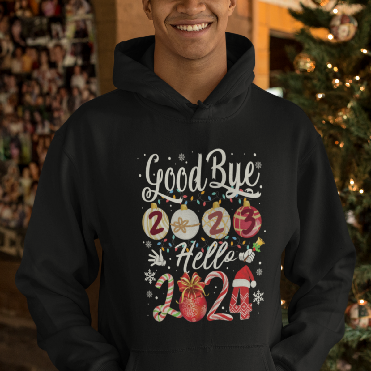 Goodbye 2023 Hello 2024 Happy New Year's Eve Hoodie - Wonder Print Shop