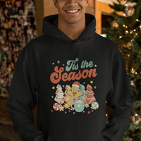Christmas Cookies Hoodie Tis The Season Xmas Tree Cakes Gingerbread Man Retro Groovy - Wonder Print Shop