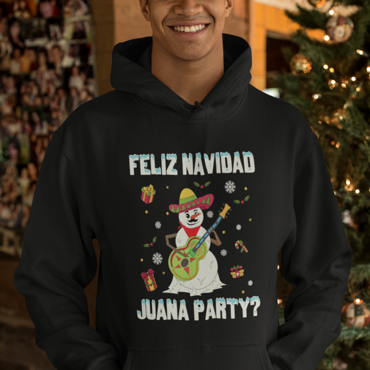 Christmas in Mexico Hoodie Feliz Navidad Juana Party Snowman Dancing - Wonder Print Shop