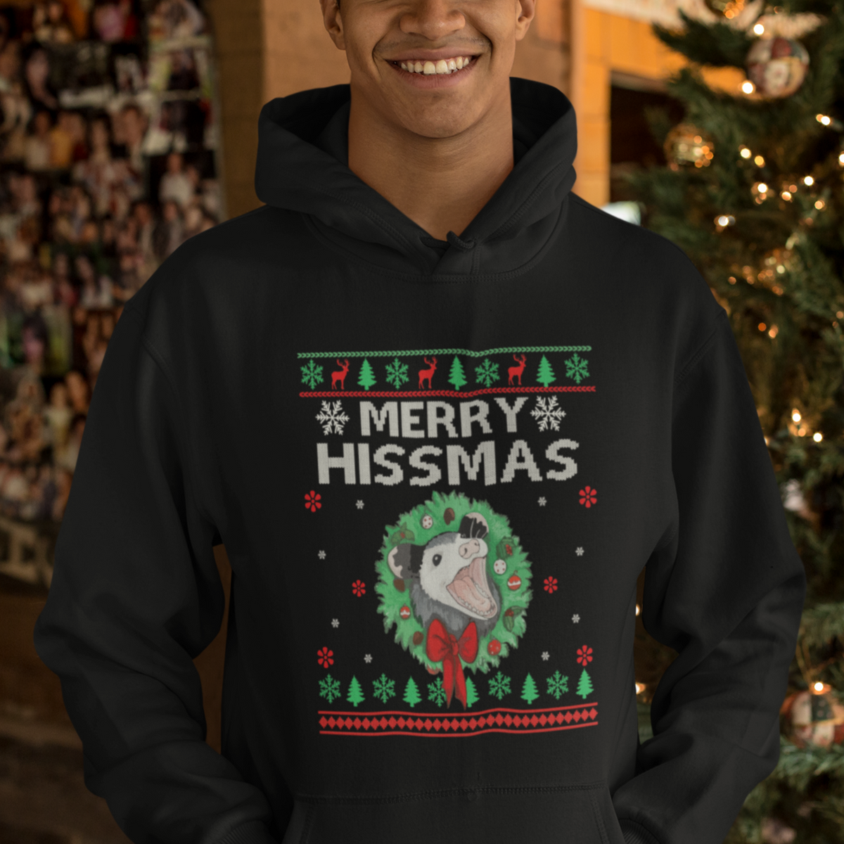 Merry Hissmas Possum Lovers Opossum Christmas Hoodie - Wonder Print Shop