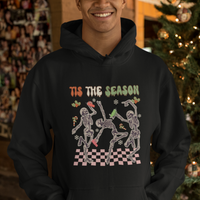 Dancing Skeleton Christmas Hoodie Tis The Season Retro Boujee Xmas Vibe - Wonder Print Shop