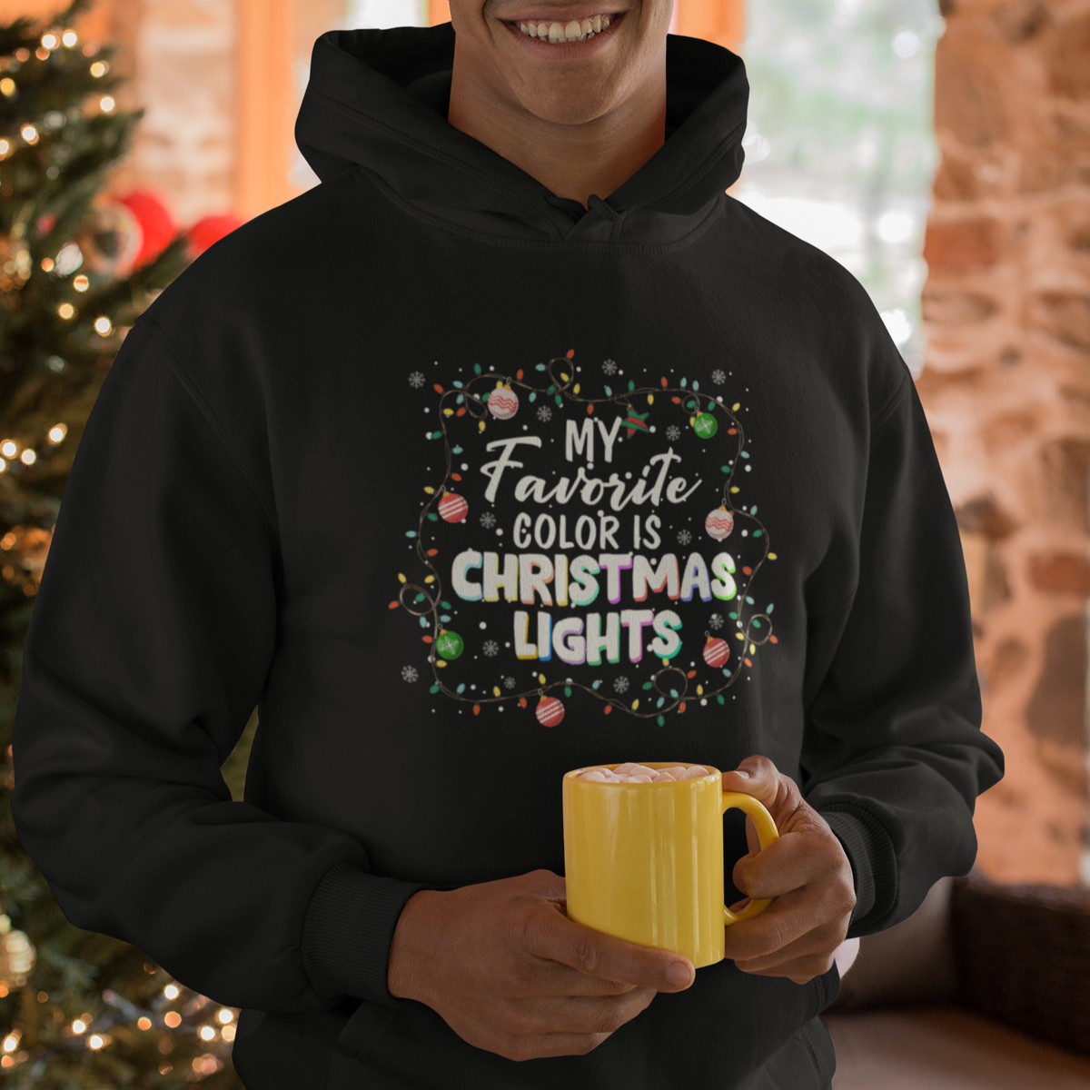 My Favorite Color Is Christmas Lights Colorful Xmas Hoodie - Wonder Print Shop